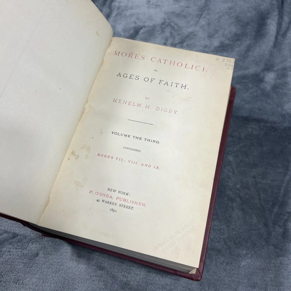 Vintage Mores Catholici‎ Ages of Faith Book Lot of 4 Kenelm H Digby 1888-1894 HC